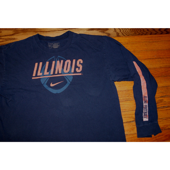 Vintage Y2K ILLINOIS FIGHTING ILLINI Football Nike Center Swoosh Large LS TShirt - Picture 2 of 12